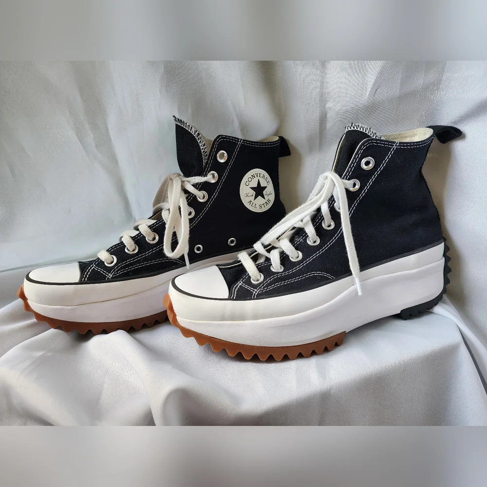 Converse Run Star Hike High Top Sneakers Black White Gum